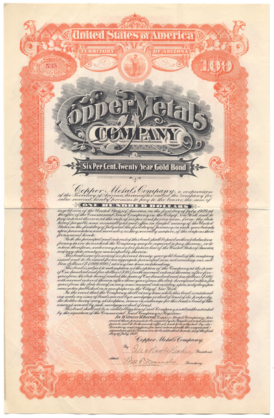 Copper Metals Company Bond Certificate