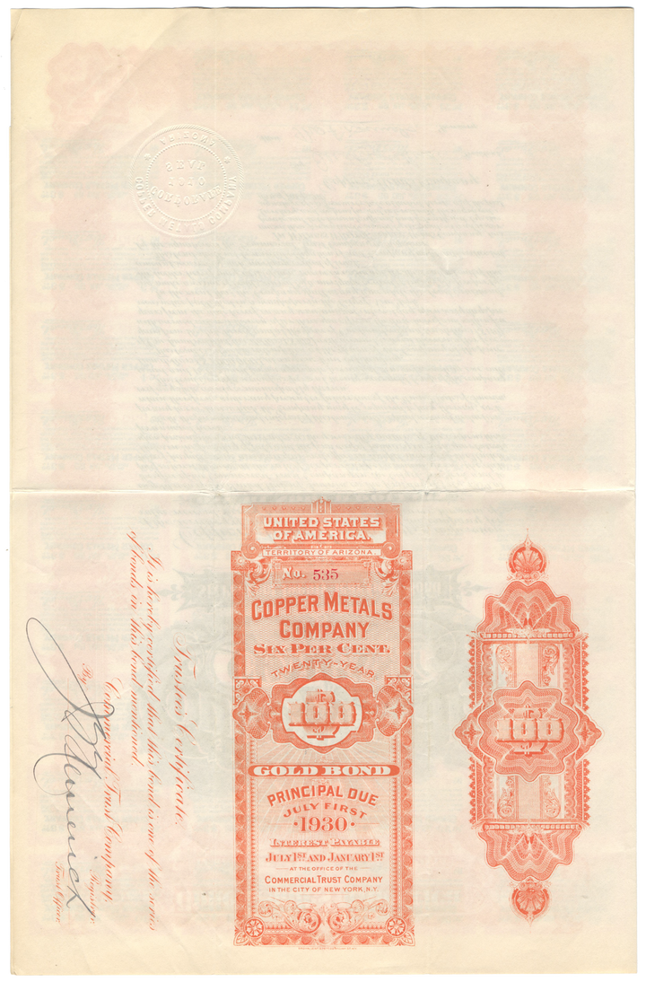 Copper Metals Company Bond Certificate