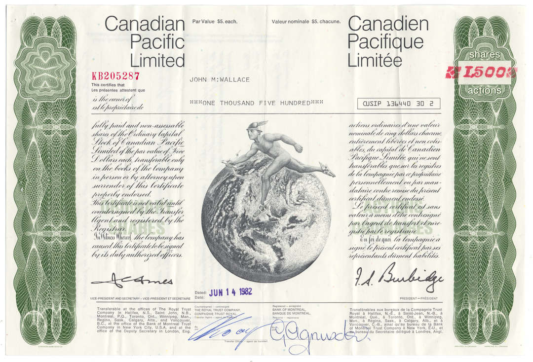 Canadian Pacific Limited Stock Certificate