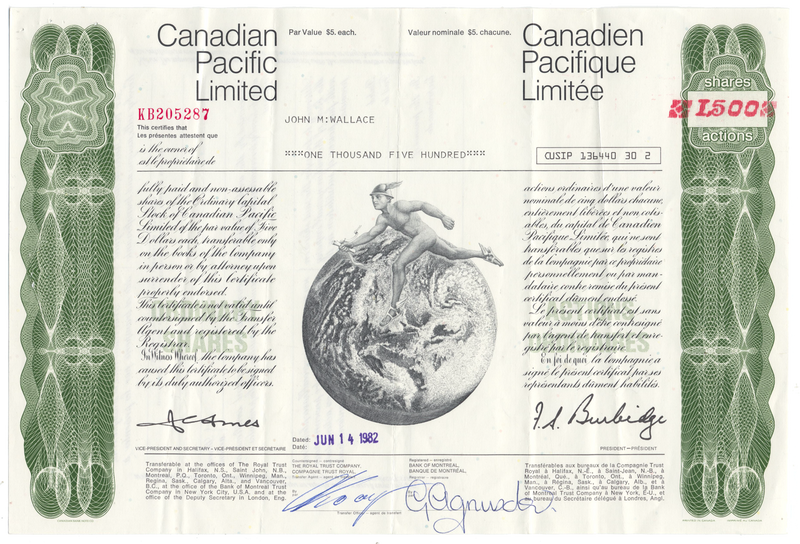 Canadian Pacific Limited Stock Certificate