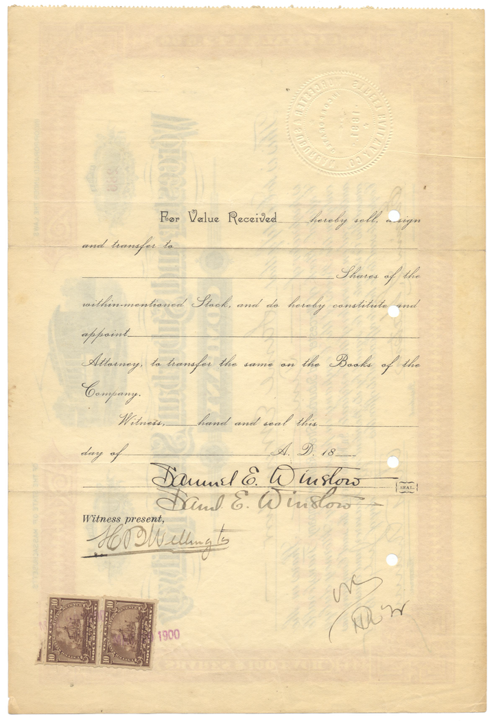 Worcester and Suburban Street Railway Company Stock Certificate