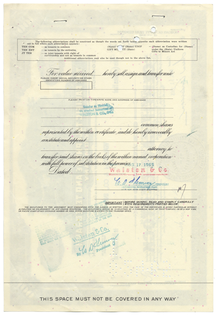 Pacific Telephone and Telegraph Company Stock Certificate