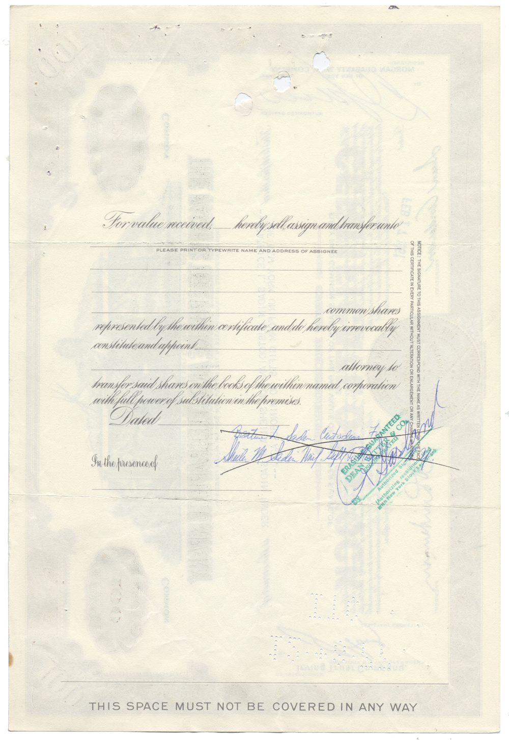 Pacific Telephone and Telegraph Company Stock Certificate