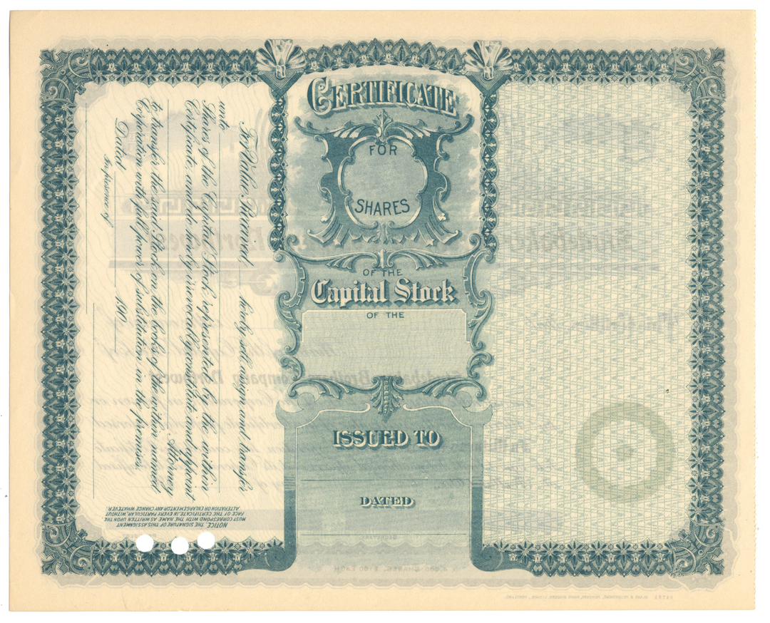 Studebaker Brothers Company Northwest Stock Certificate