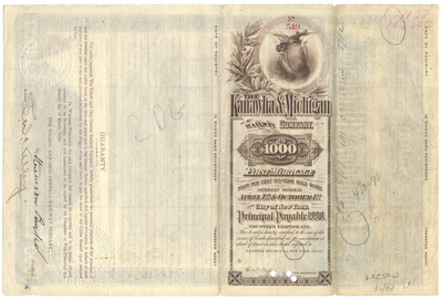 Kanawha & Michigan Railway Company Bond Certificate