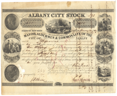 Albany, New York City Stock Certificate