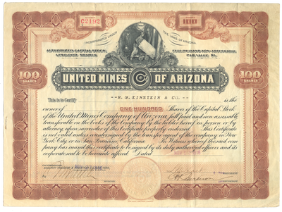 United Mines of Arizona Stock Certificate