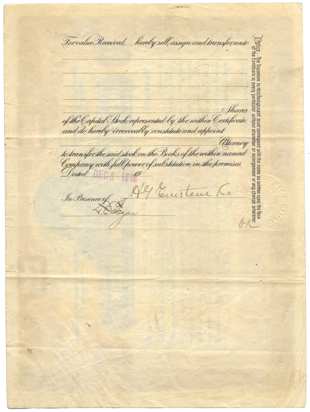 United Mines of Arizona Stock Certificate