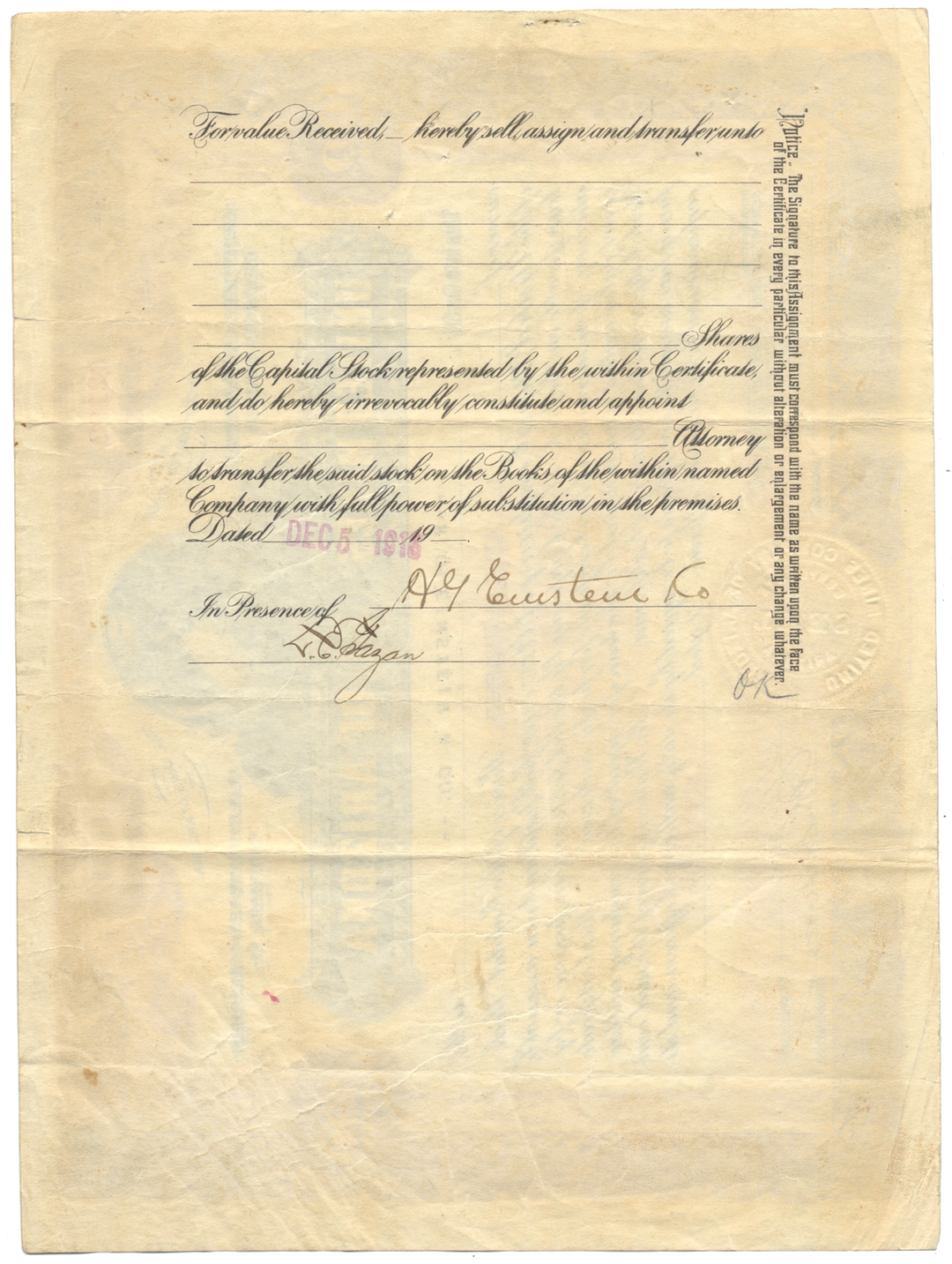 United Mines of Arizona Stock Certificate