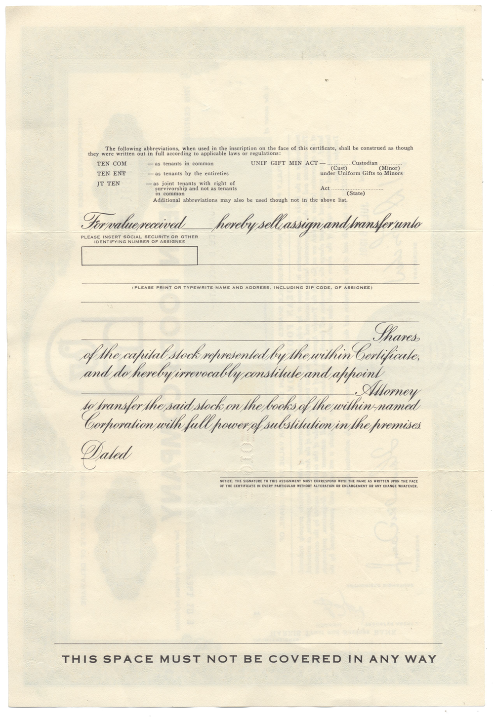 Dean Foods Company Stock Certificate