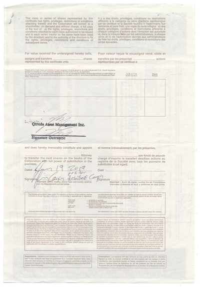 Nortel Networks Corporation Stock Certificate