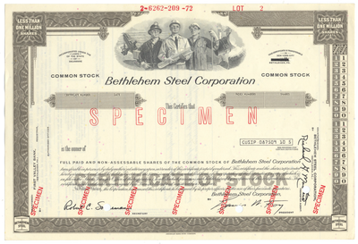 Bethlehem Steel Corporation Specimen Stock Certificate