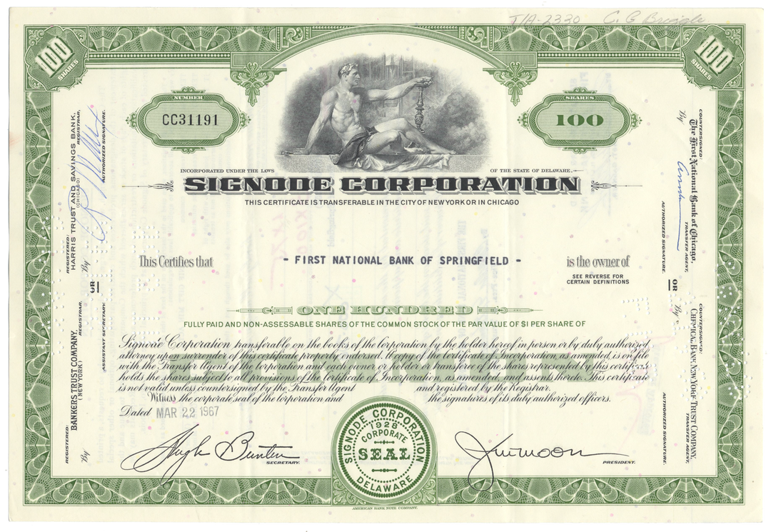 Signode Corporation Stock Certificate