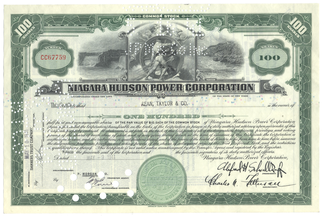 Niagara Hudson Power Corporation Stock Certificate