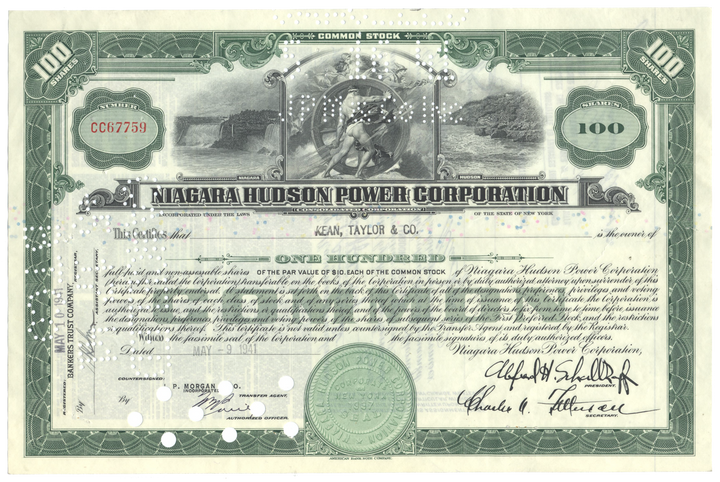 Niagara Hudson Power Corporation Stock Certificate