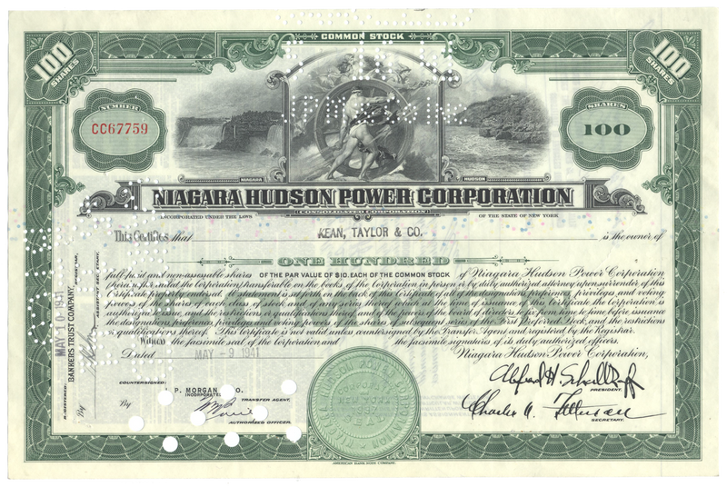 Niagara Hudson Power Corporation Stock Certificate