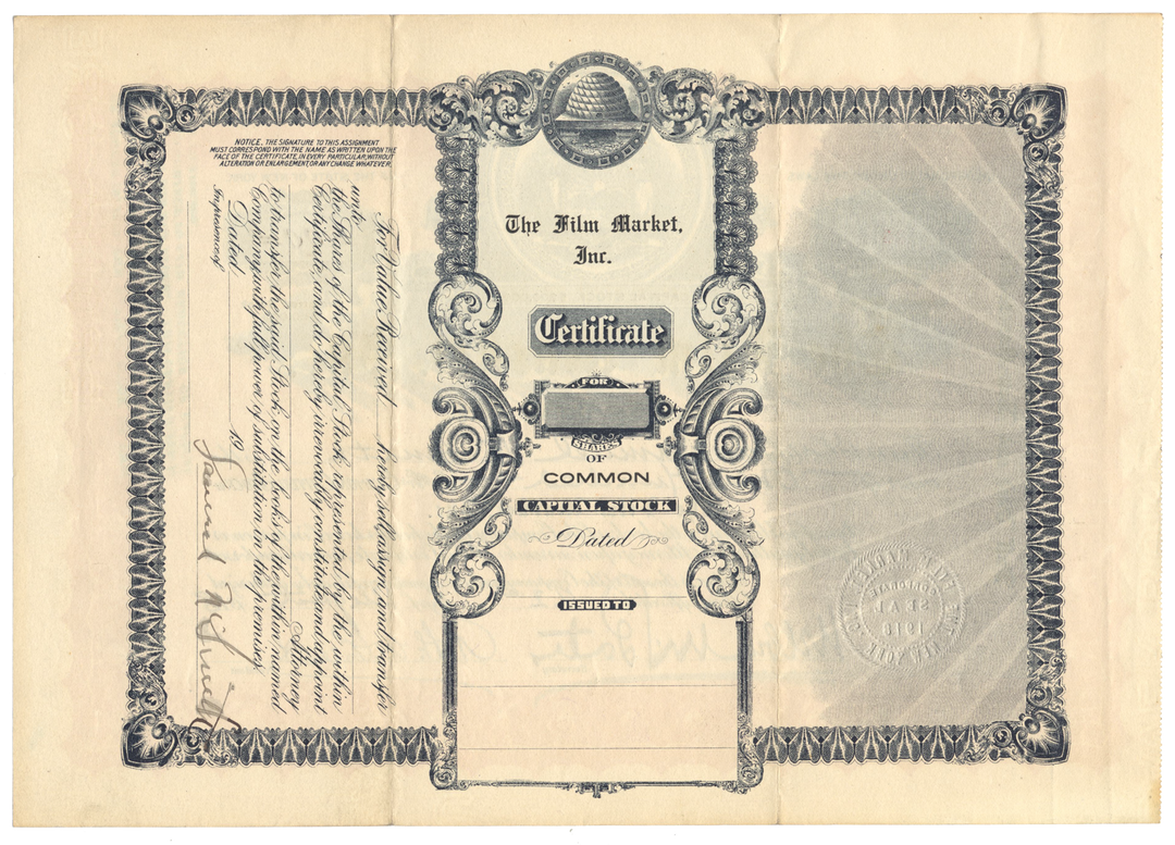 Film Market, Inc. Stock Certificate