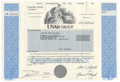 USAir Group, Inc. Stock Certificate
