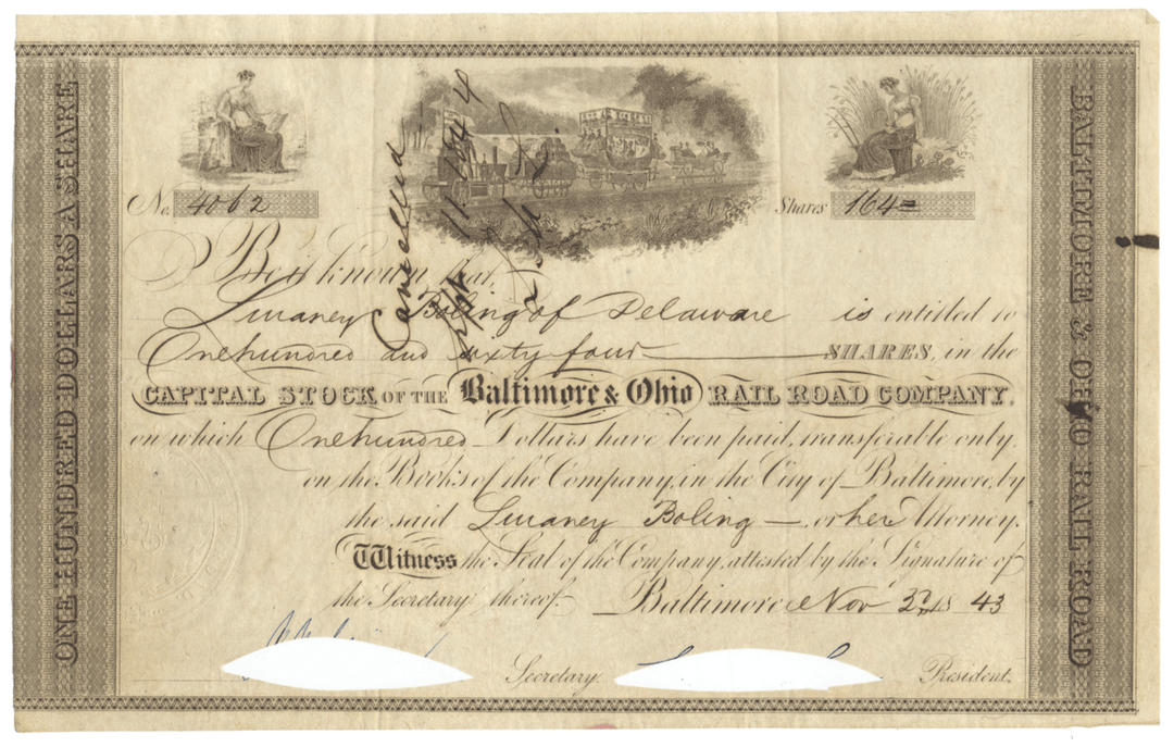 Baltimore & Ohio Rail Road Company Stock Certificate