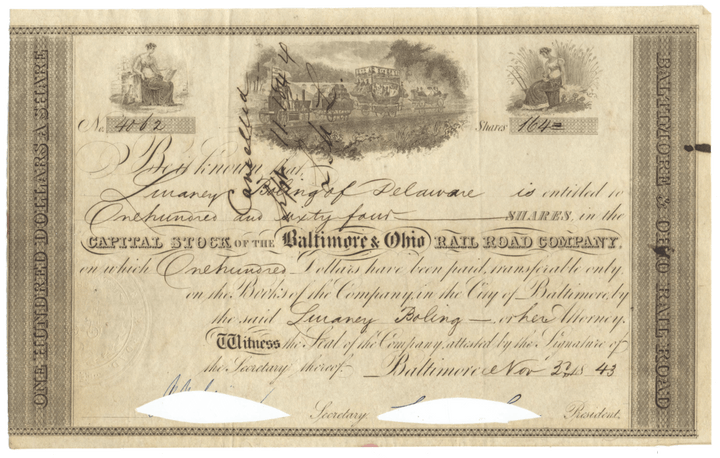 Baltimore & Ohio Rail Road Company Stock Certificate