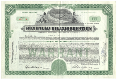 Richfield Oil Corporation Common Stock Warrant
