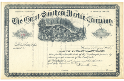 Great Southern Marble Company Stock Certificate