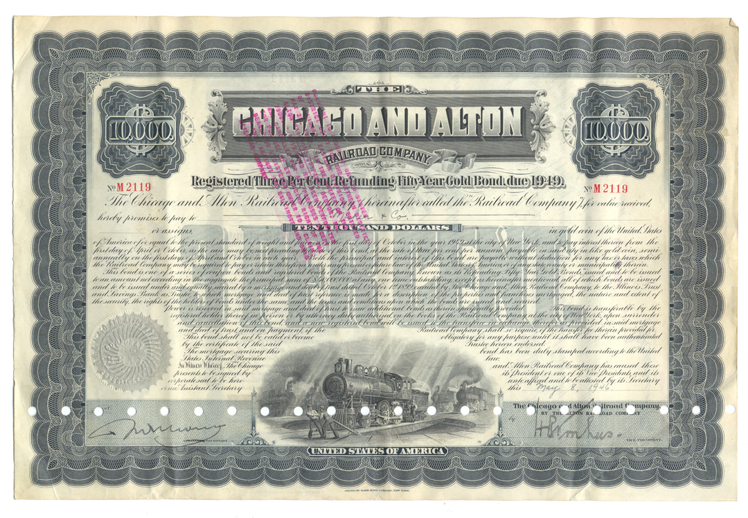 Chicago and Alton Railroad Company Bond Certificate