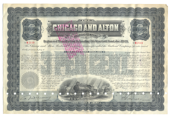 Chicago and Alton Railroad Company Bond Certificate