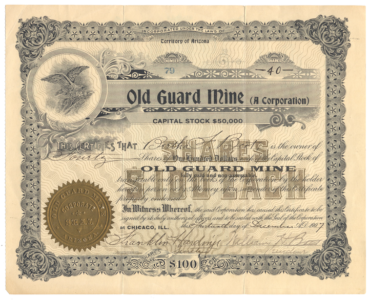 Old Guard Mine Stock Certificate