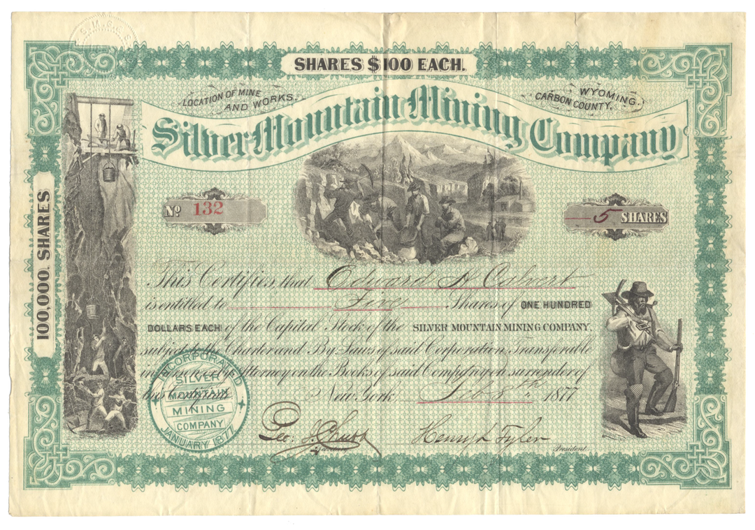 Silver Mountain Mining Company Stock Certificate