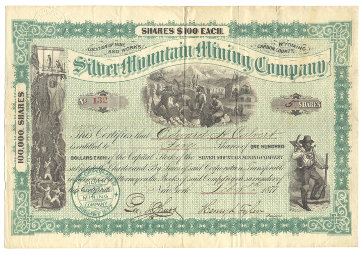 Silver Mountain Mining Company Stock Certificate