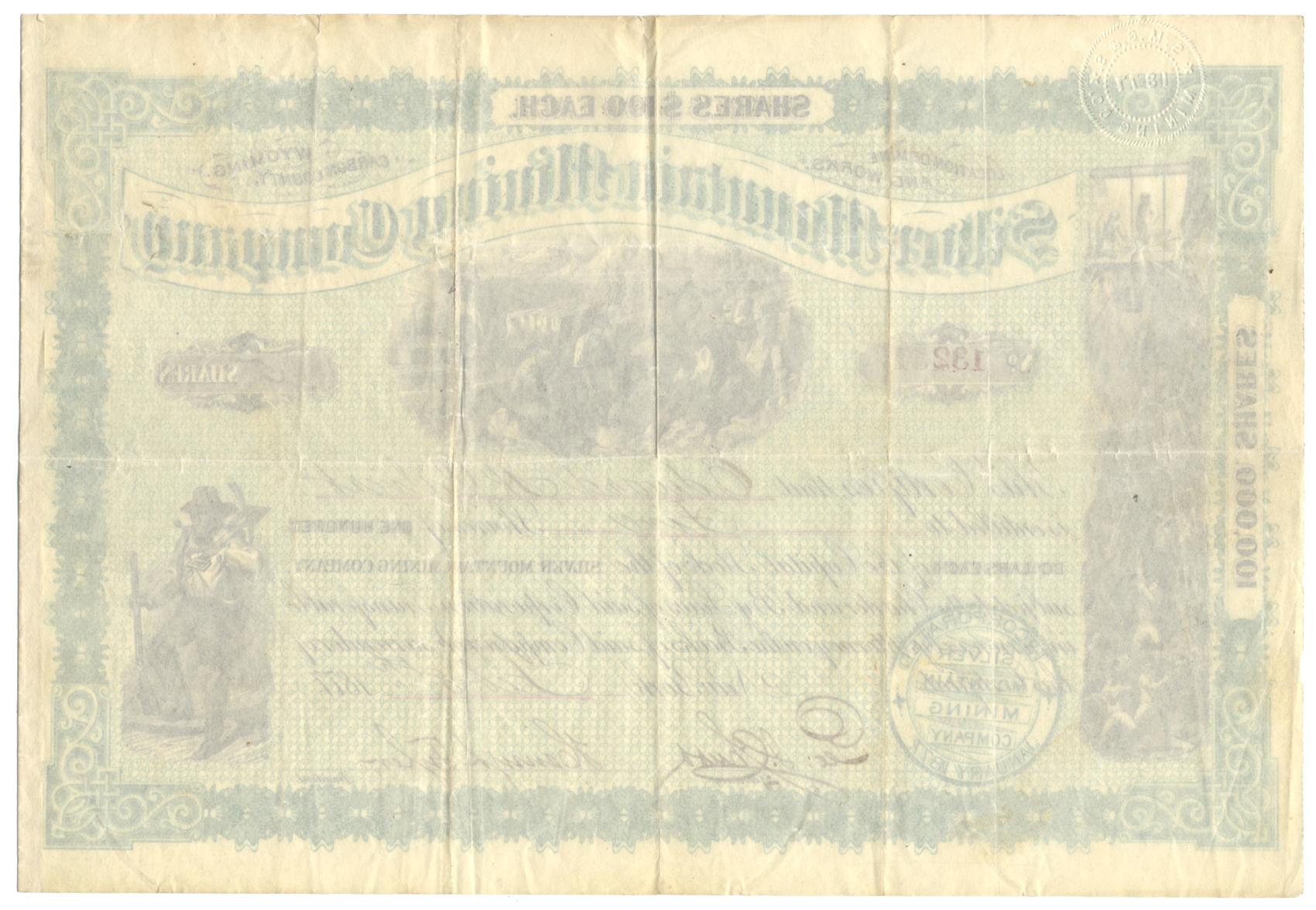 Silver Mountain Mining Company Stock Certificate