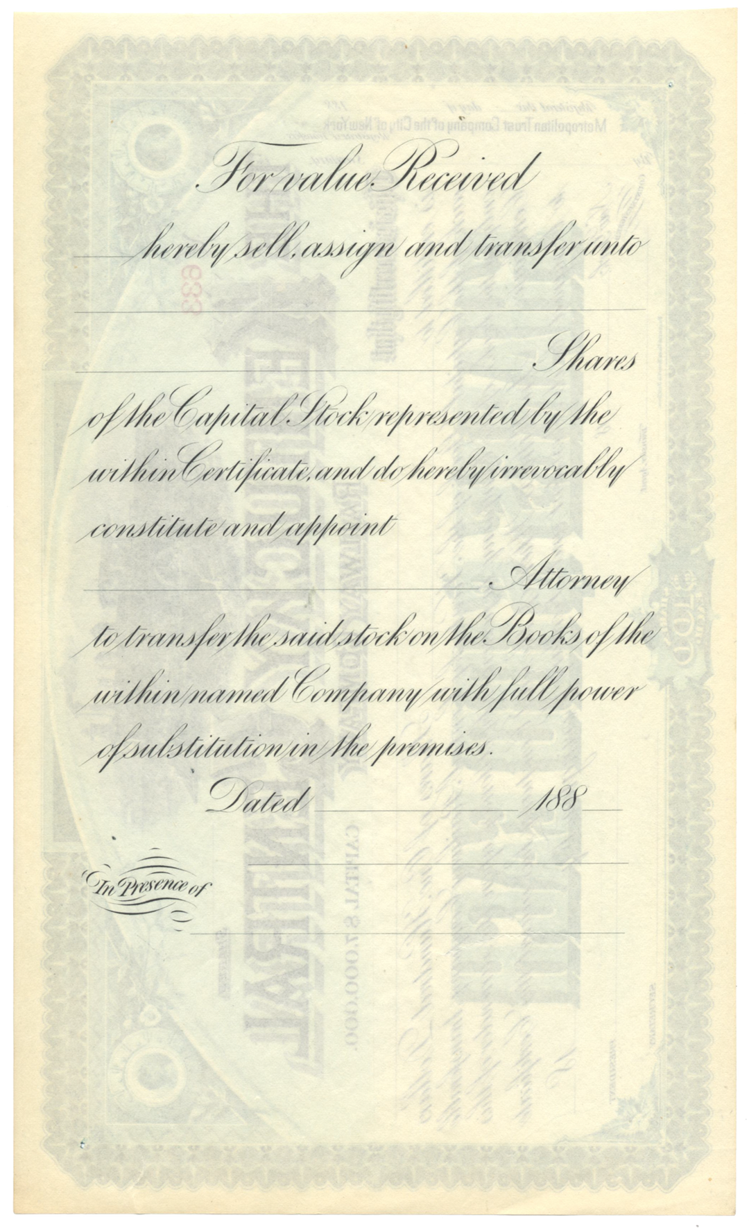 Kentucky Central Railway Company Stock Certificate