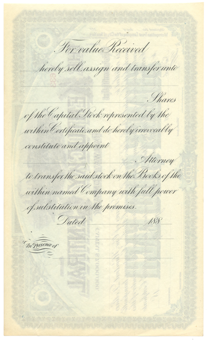 Kentucky Central Railway Company Stock Certificate