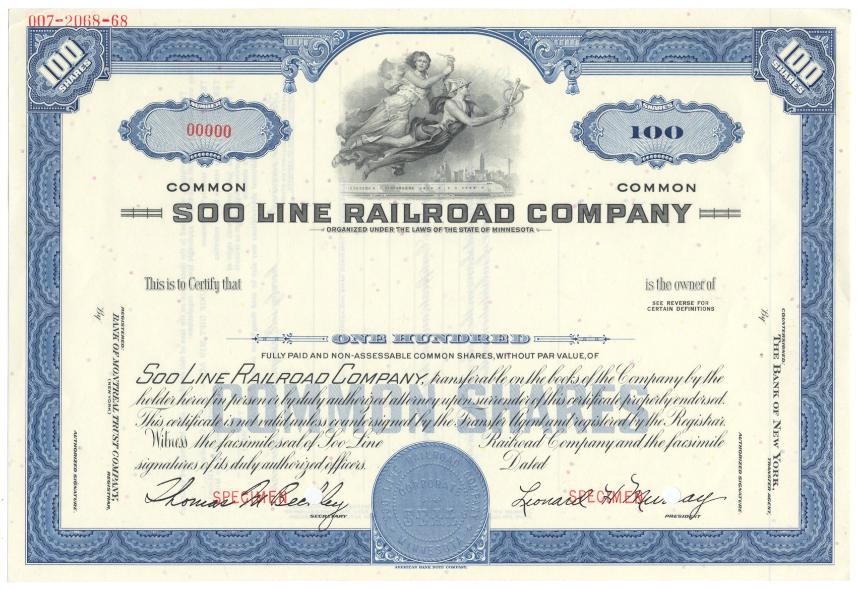 Soo Line Railroad Company Stock Certificate