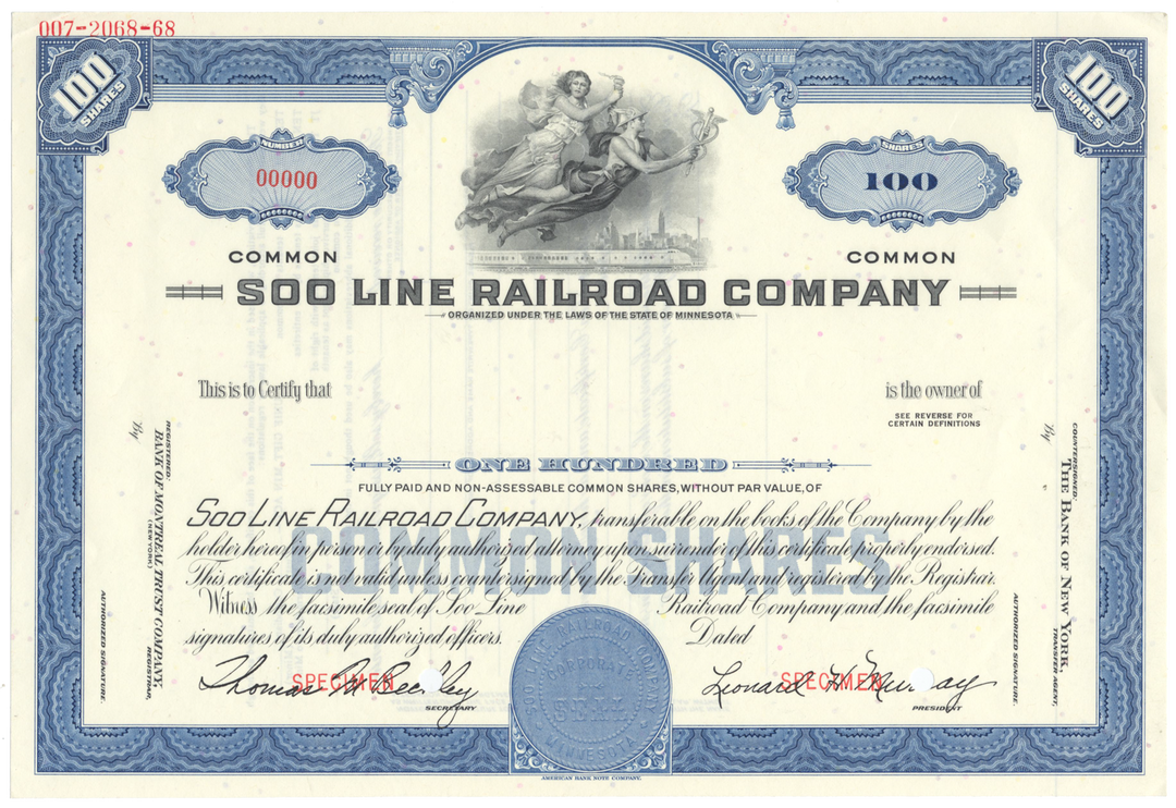 Soo Line Railroad Company Stock Certificate