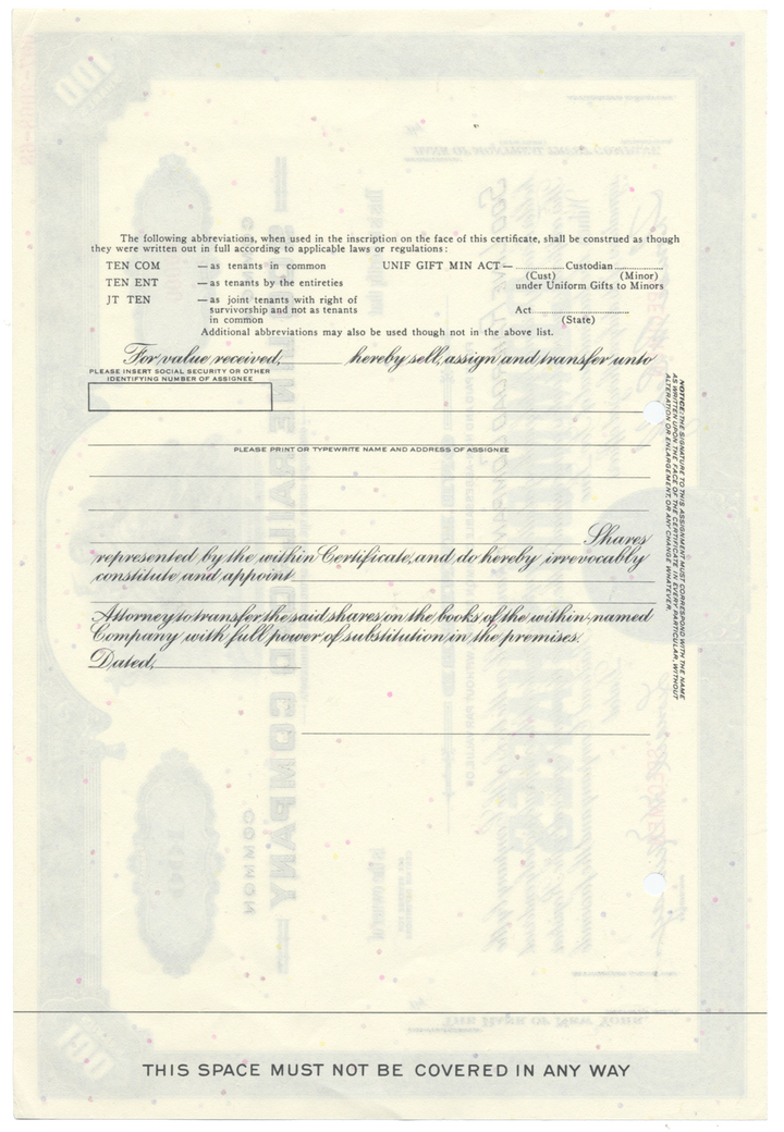 Soo Line Railroad Company Stock Certificate