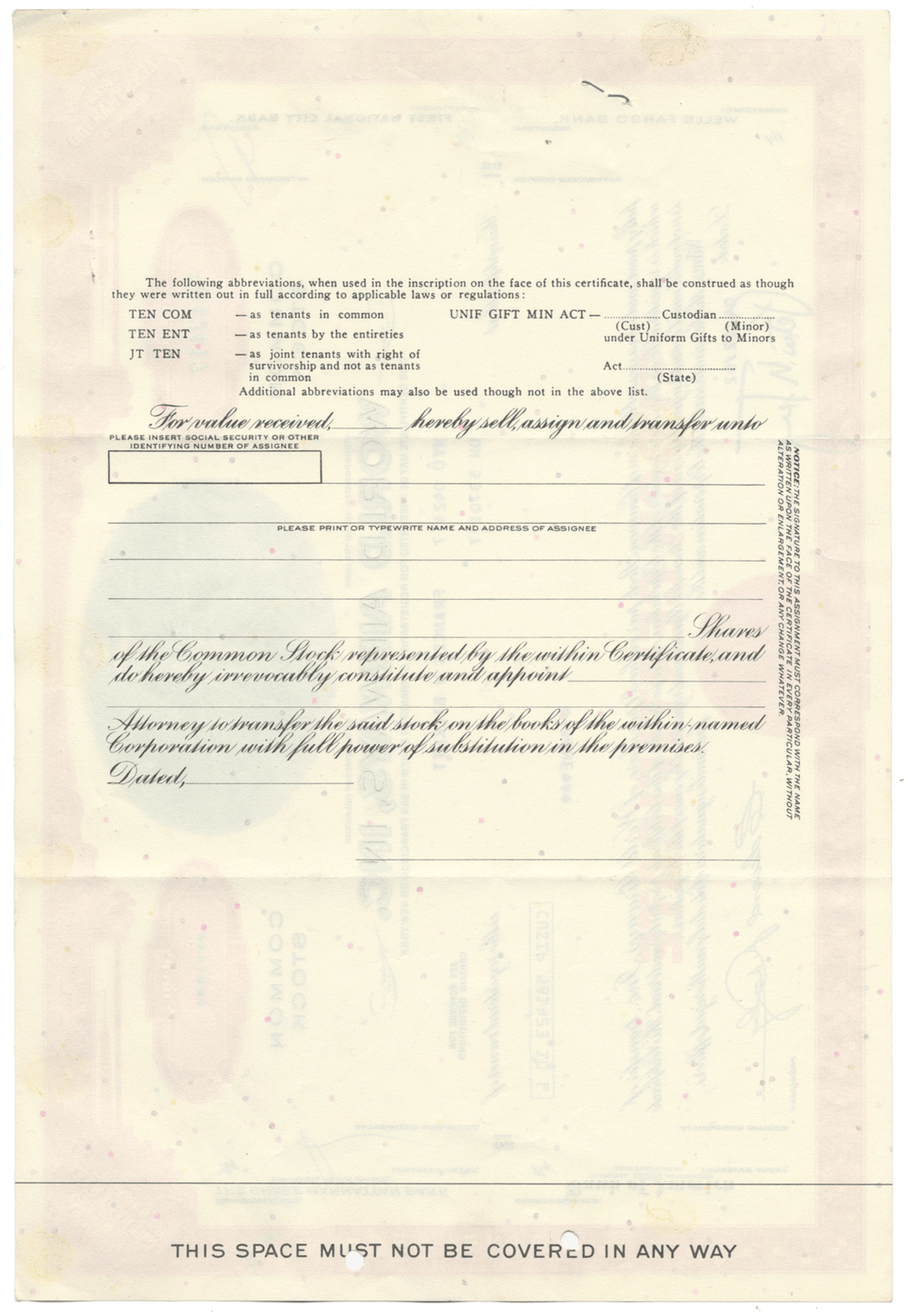 World Airways, Inc. Stock Certificate