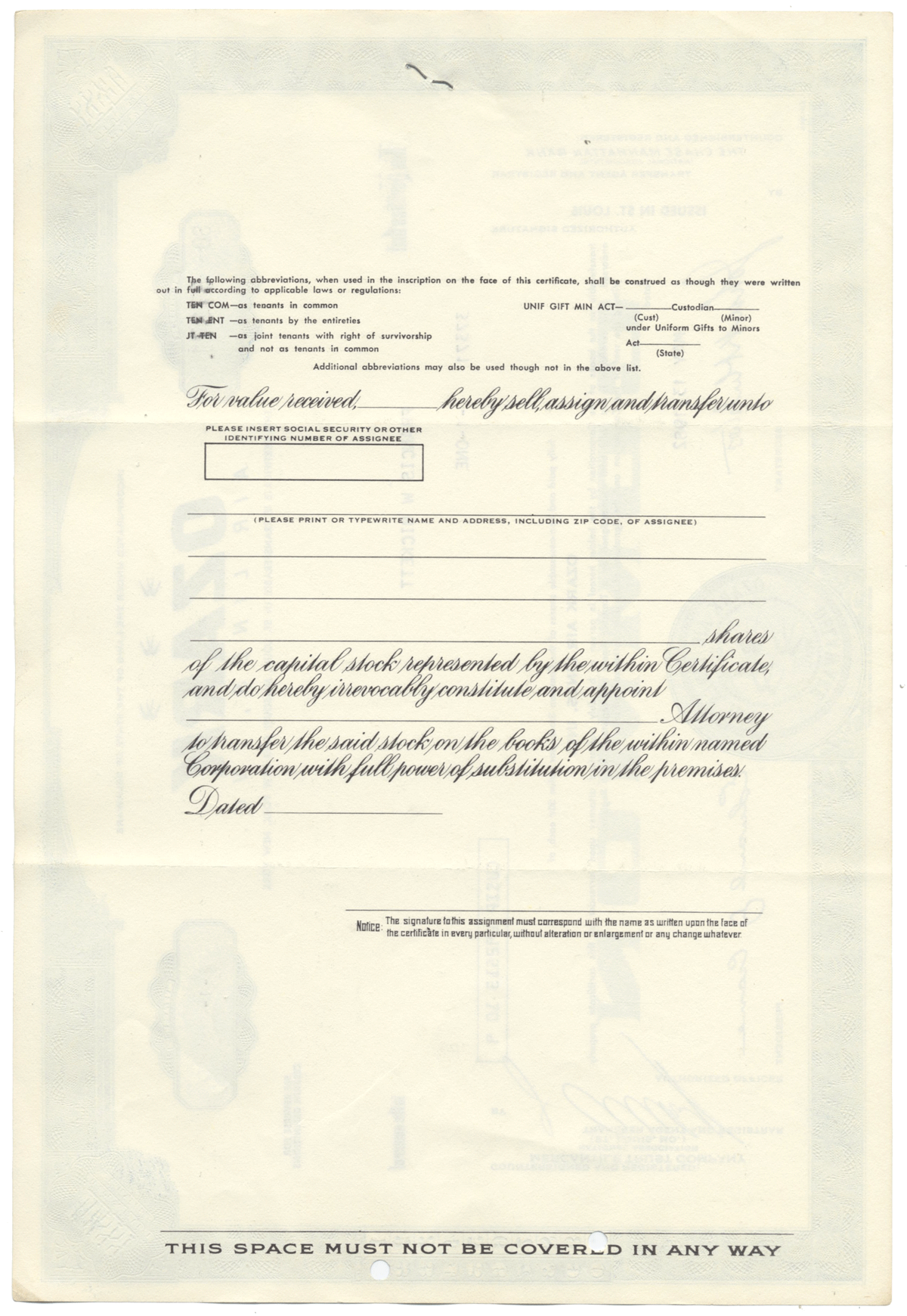 Ozark Air Lines, Inc. Stock Certificate