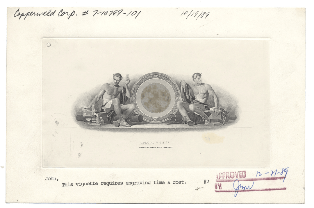 American Bank Note Company Vignette Card for COPPERWORLD CORP. (Serial #V 113173)