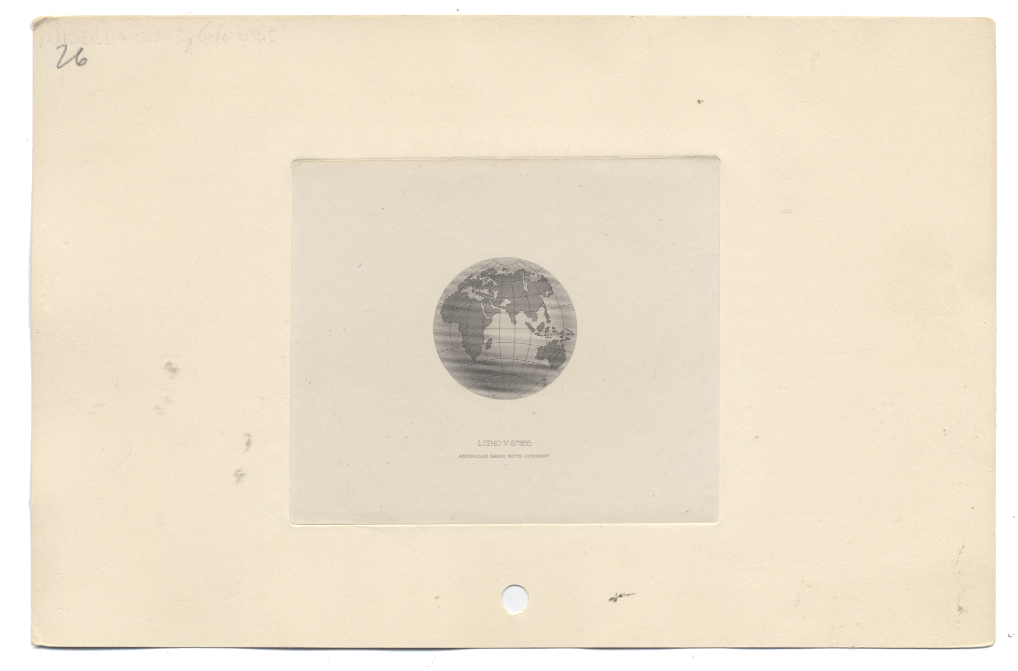 American Bank Note Company Vignette Card (Serial #V 67855)