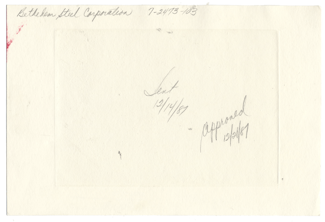 American Bank Note Company Vignette Card for BETHLEHEM STEEL