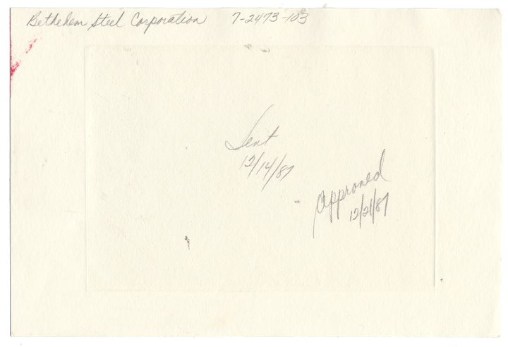 American Bank Note Company Vignette Card for BETHLEHEM STEEL