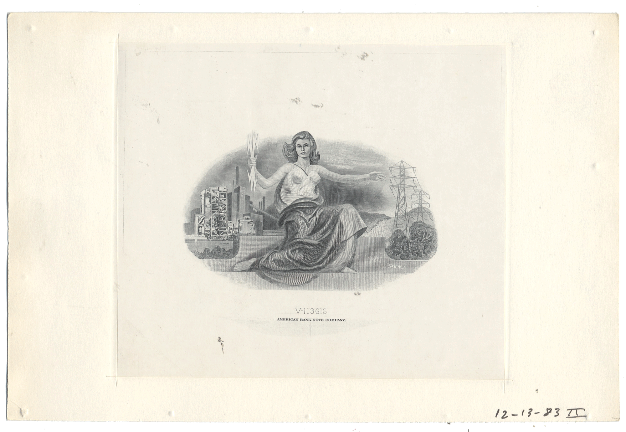 American Bank Note Company Vignette Card (Serial #V 113616)