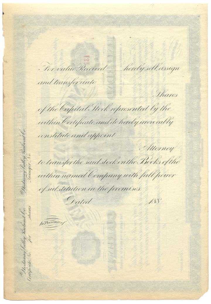 Nodaway Valley Railroad Company Stock Certificate