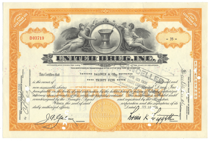 United Drug, Inc. Stock Certificate