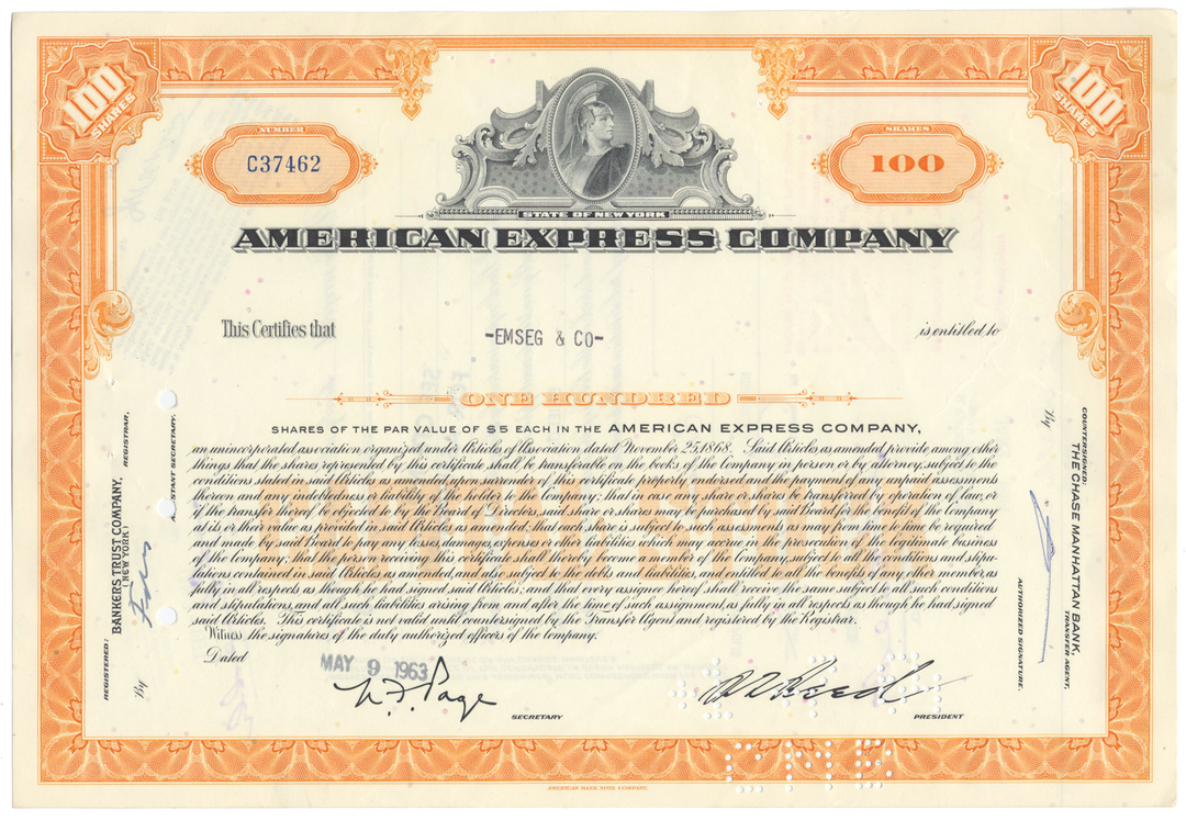 American Express Company Stock Certificate