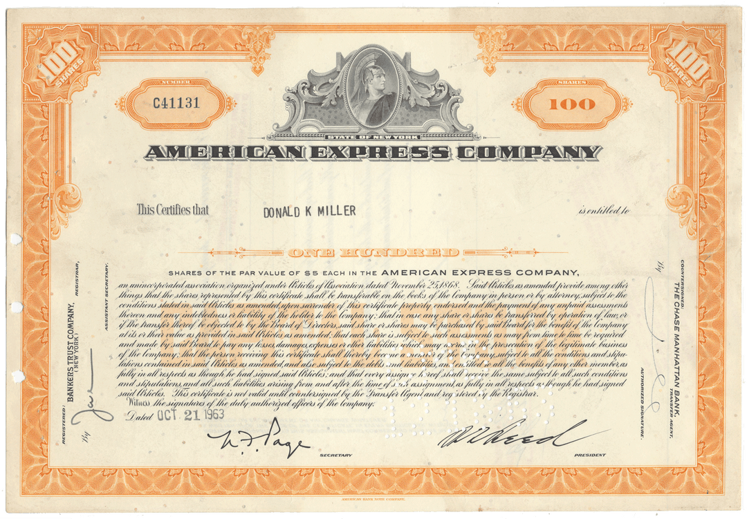 American Express Company Stock Certificate