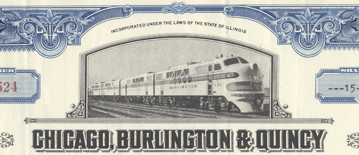 Chicago, Burlington and Quincy Railroad Company Stock Certificate