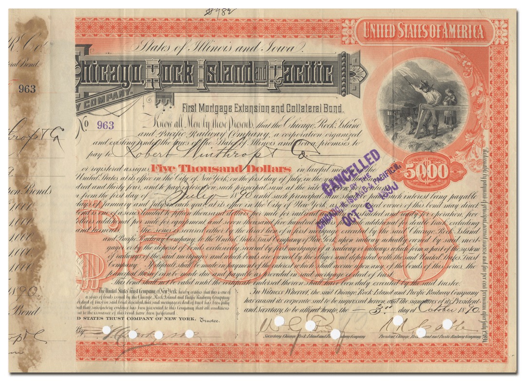 Chicago, Rock Island and Pacific Railway Company Bond Certificate